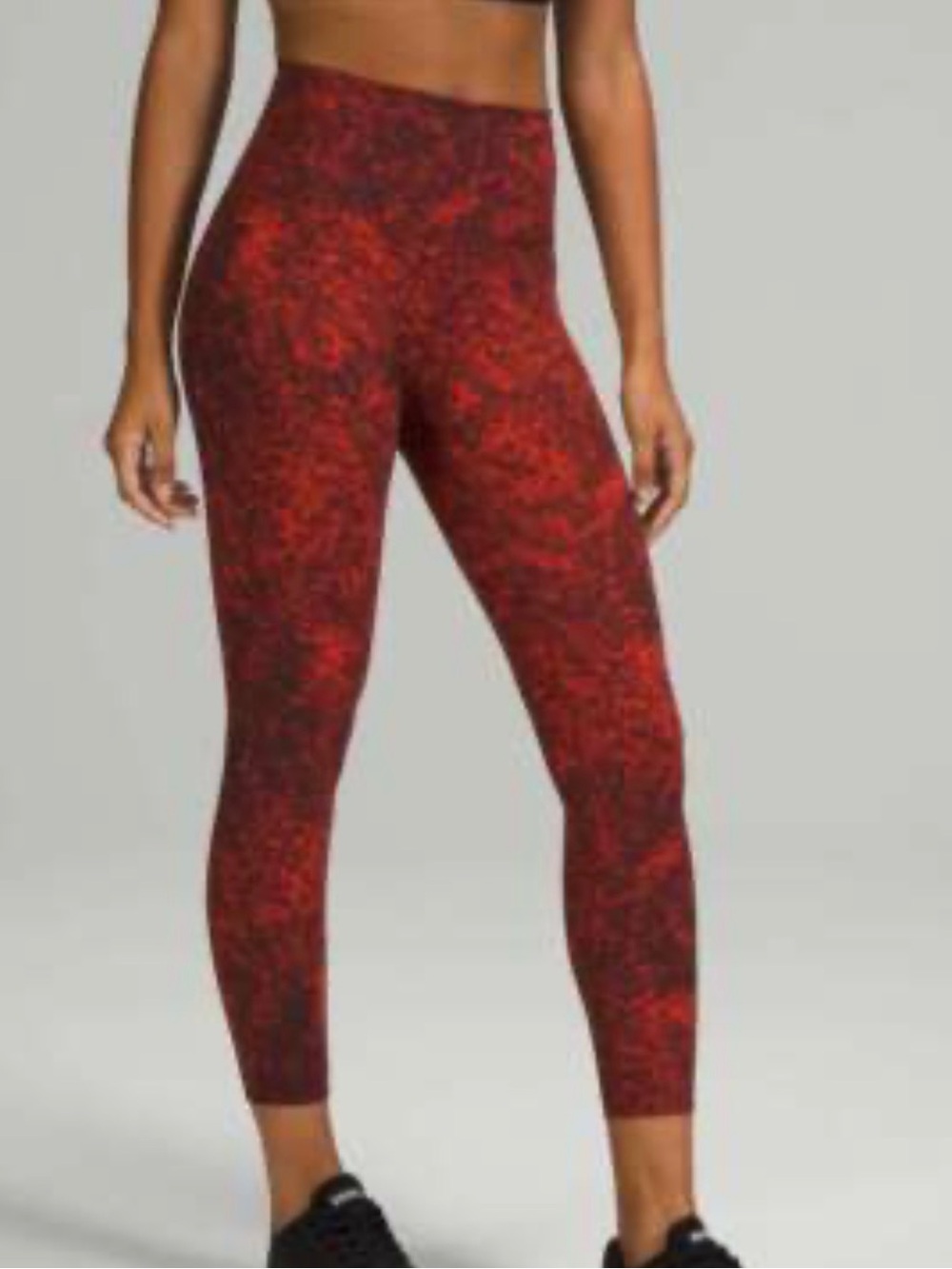 Lululemon Wunder Train High-Rise Tight 25" Denim Wash Print Autumn Red Black 4